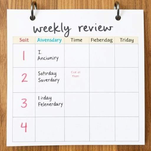 Calendar marked with 'Weekly Review'