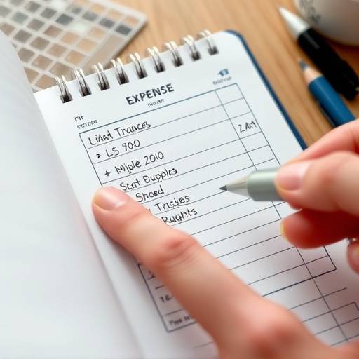 Hand tracking expenses in a notebook